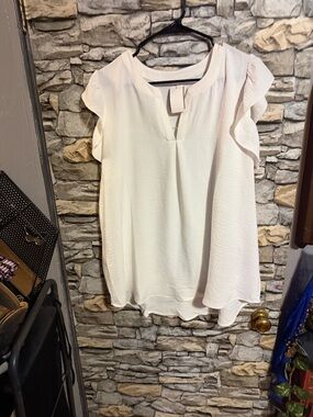 Lightweight White Flutter Sleeve Women's Top